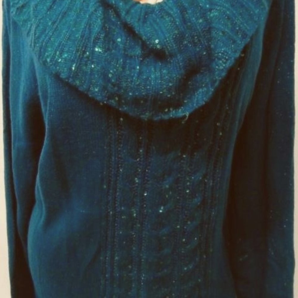 cowlneck teal sweater